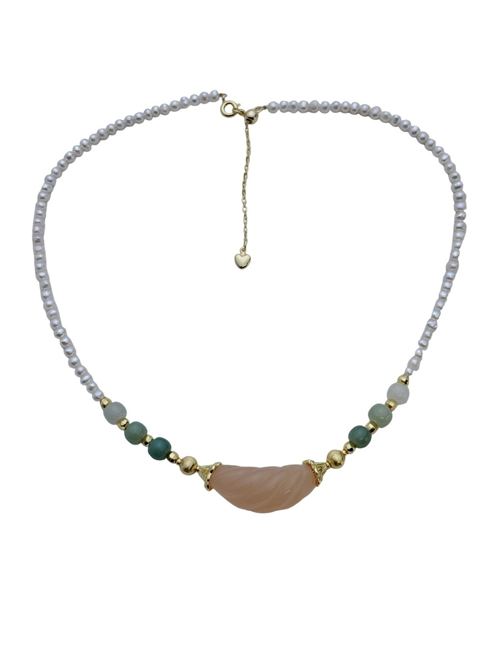 Handmade Freshwater Baby Pearl Jade Necklace 16+2” 26X462 Gold plated